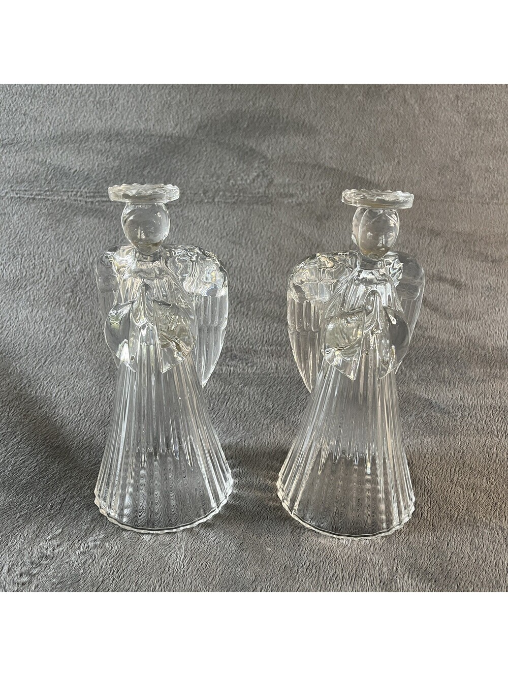Vintage Avon Crystal Candlesticks – Praying Angels Glass Set